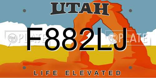 F882LJ Utah License Plate