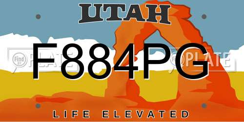 F884PG Utah License Plate