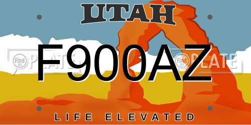 F900AZ Utah License Plate
