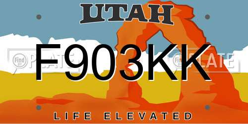 F903KK Utah License Plate