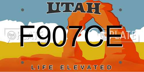 F907CE Utah License Plate