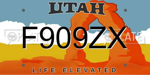F909ZX Utah License Plate
