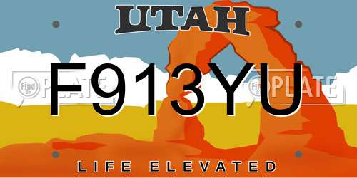 F913YU Utah License Plate