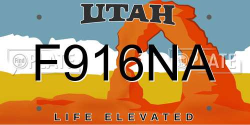 F916NA Utah License Plate