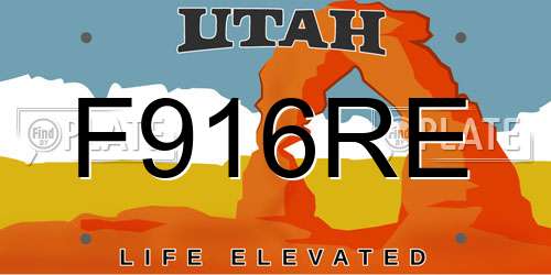 F916RE Utah License Plate