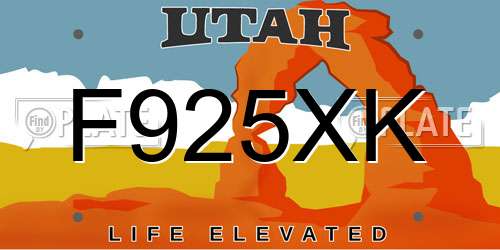 F925XK Utah License Plate