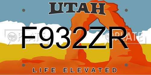 F932ZR Utah License Plate
