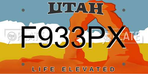 F933PX Utah License Plate