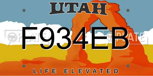 F934EB Utah License Plate