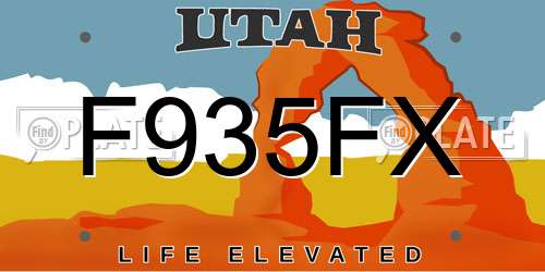 F935FX Utah License Plate
