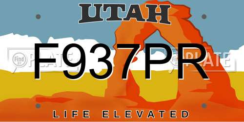 F937PR Utah License Plate