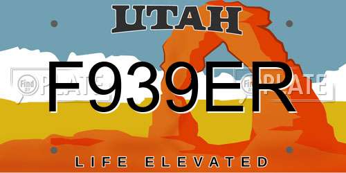 F939ER Utah License Plate