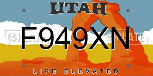 F949XN Utah License Plate