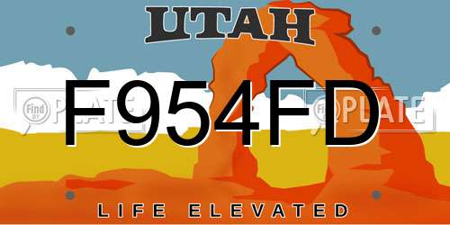 F954FD Utah License Plate