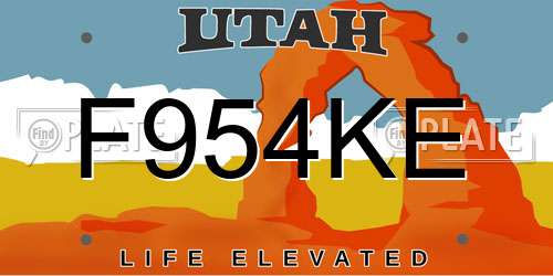 F954KE Utah License Plate
