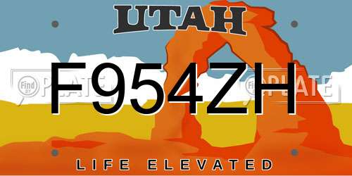 F954ZH Utah License Plate