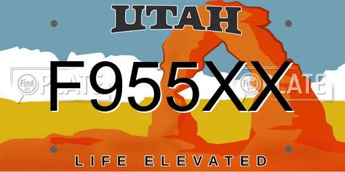 F955XX Utah License Plate