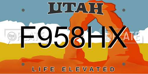 F958HX Utah License Plate