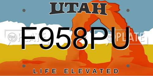 F958PU Utah License Plate