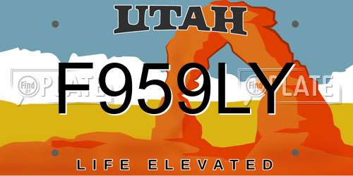 F959LY Utah License Plate