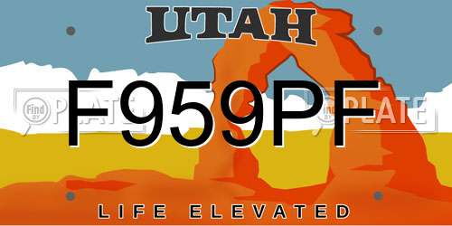 F959PF Utah License Plate