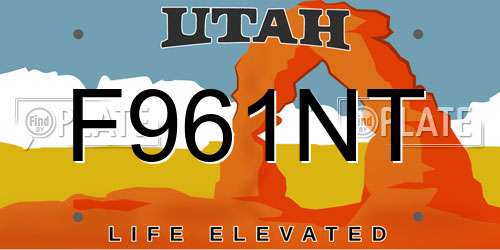 F961NT Utah License Plate