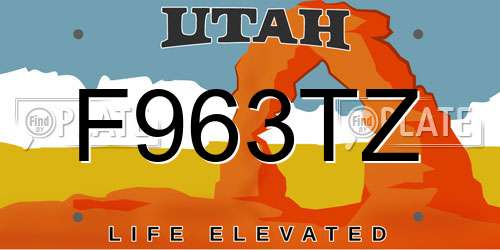 F963TZ Utah License Plate