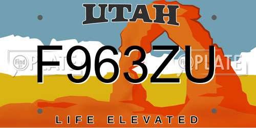 F963ZU Utah License Plate