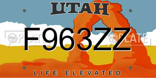 F963ZZ Utah License Plate