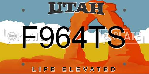 F964TS Utah License Plate