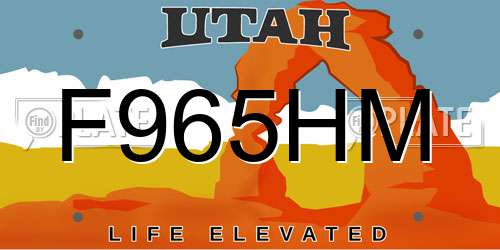 F965HM Utah License Plate