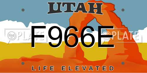 F966E Utah License Plate