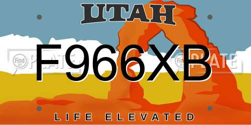 F966XB Utah License Plate