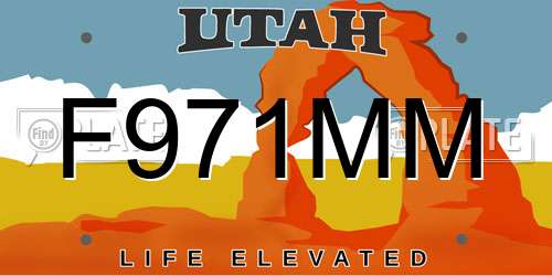 F971MM Utah License Plate