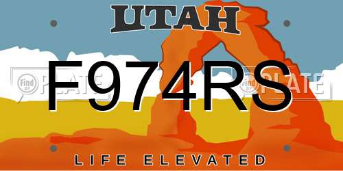 F974RS Utah License Plate