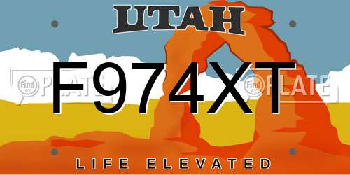 F974XT Utah License Plate