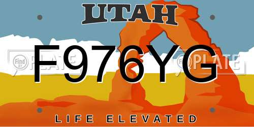 F976YG Utah License Plate