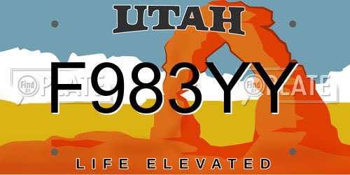 F983YY Utah License Plate