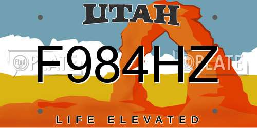 F984HZ Utah License Plate