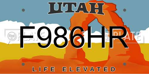 F986HR Utah License Plate