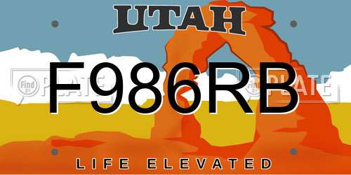 F986RB Utah License Plate
