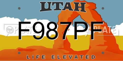 F987PF Utah License Plate