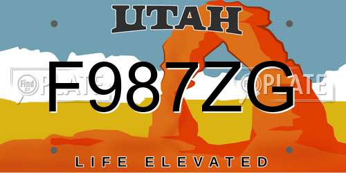 F987ZG Utah License Plate