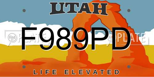F989PD Utah License Plate