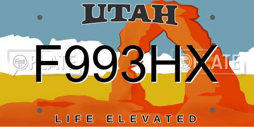 F993HX Utah License Plate