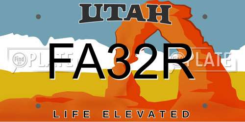 FA32R Utah License Plate