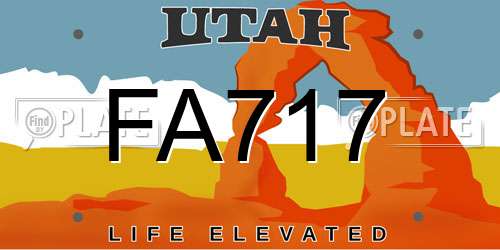 FA717 Utah License Plate