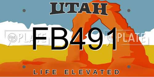 FB491 Utah License Plate