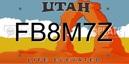 FB8M7Z Utah License Plate