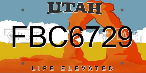 FBC6729 Utah License Plate